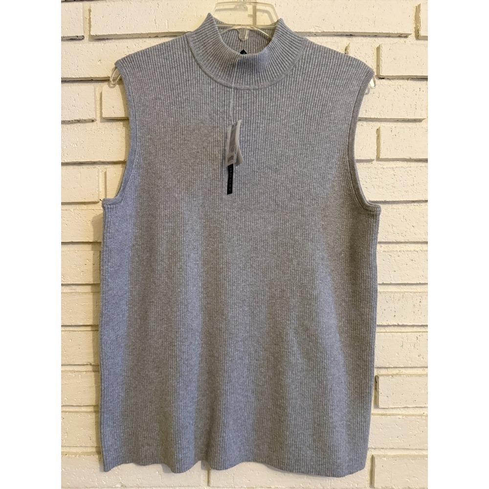 Preswick & Moore Womens Light Gray Sleeveless Mock Neck Sweater 2X NEW NWT